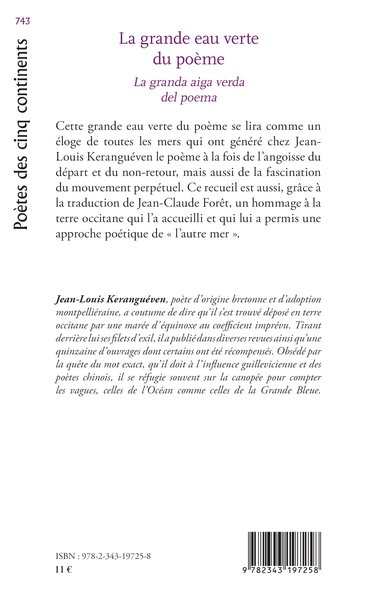 La grande eau verte du poème, La granda aiga verda del poema - Bilingue français/occitan (9782343197258-back-cover)