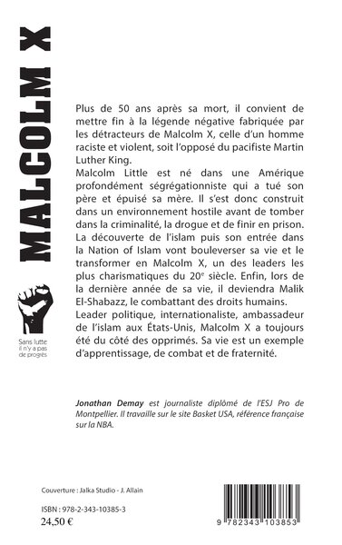 Malcolm X, Sans lutte il n'y a pas de progrès (9782343103853-back-cover)