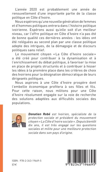 Propositions pour la Côte d'Ivoire sociale (9782343196695-back-cover)