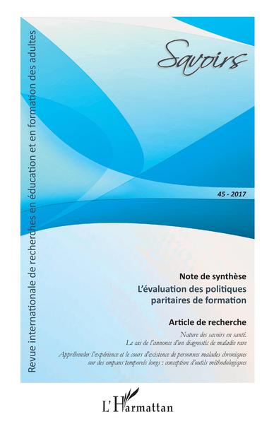 Savoirs, L'évaluation des politiques paritaires de formation, Article de recherche - Revue Internationale de recherches en éduca (9782343137759-front-cover)