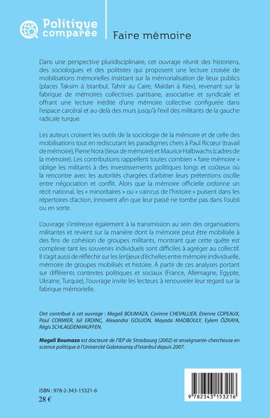 Faire mémoire, Regard croisé sur les mobilisations mémorielles - (France, Allemagne, Ukraine, Turquie, Égypte) (9782343153216-back-cover)