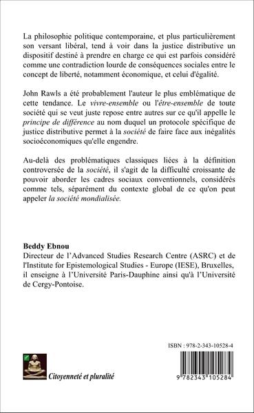 La  justice distributive trans-étatique, Le sens d'un impensé - Notes khalduniennes sur le principe de différence de John Rawls (9782343105284-back-cover)