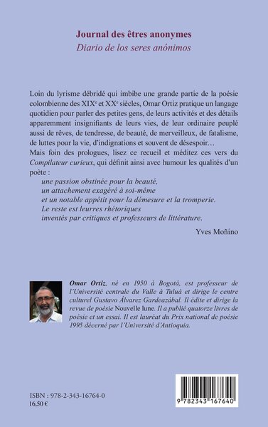 Journal des êtres anonymes, Bilingue espagnol-français (9782343167640-back-cover)