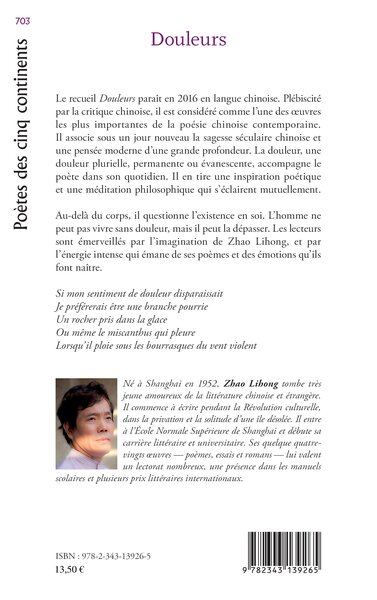 Douleurs, traduit du chinois par Fanny Fontaine et Zhang Ruling - préface d'Adonis (9782343139265-back-cover)