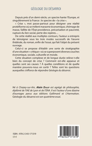 Géologie du désarroi, Une critique de la crise (9782343171319-back-cover)