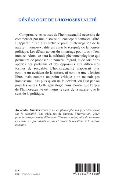 Généalogie de l'homosexualité (9782343146560-back-cover)