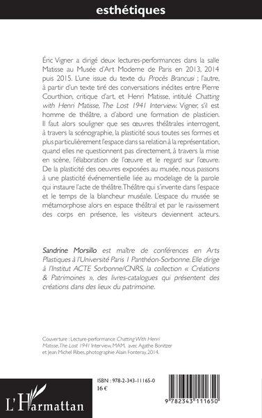 Éric Vigner, un théâtre plasticien, Lectures-performances au Musée d'Art Moderne de la ville de Paris (2013/2015) (9782343111650-back-cover)