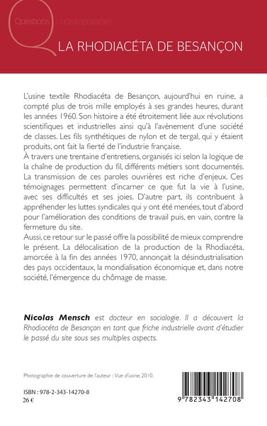 La Rhodiacéta de Besançon, Paroles ouvrières (9782343142708-back-cover)