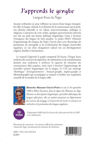J'apprends le gengbe, Langue Kwa du Togo (9782343104768-back-cover)