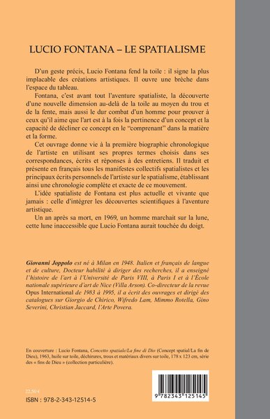 Lucio Fontana - Le Spatialisme, L'aventure d'un artiste, la destinée d'un mouvement (9782343125145-back-cover)