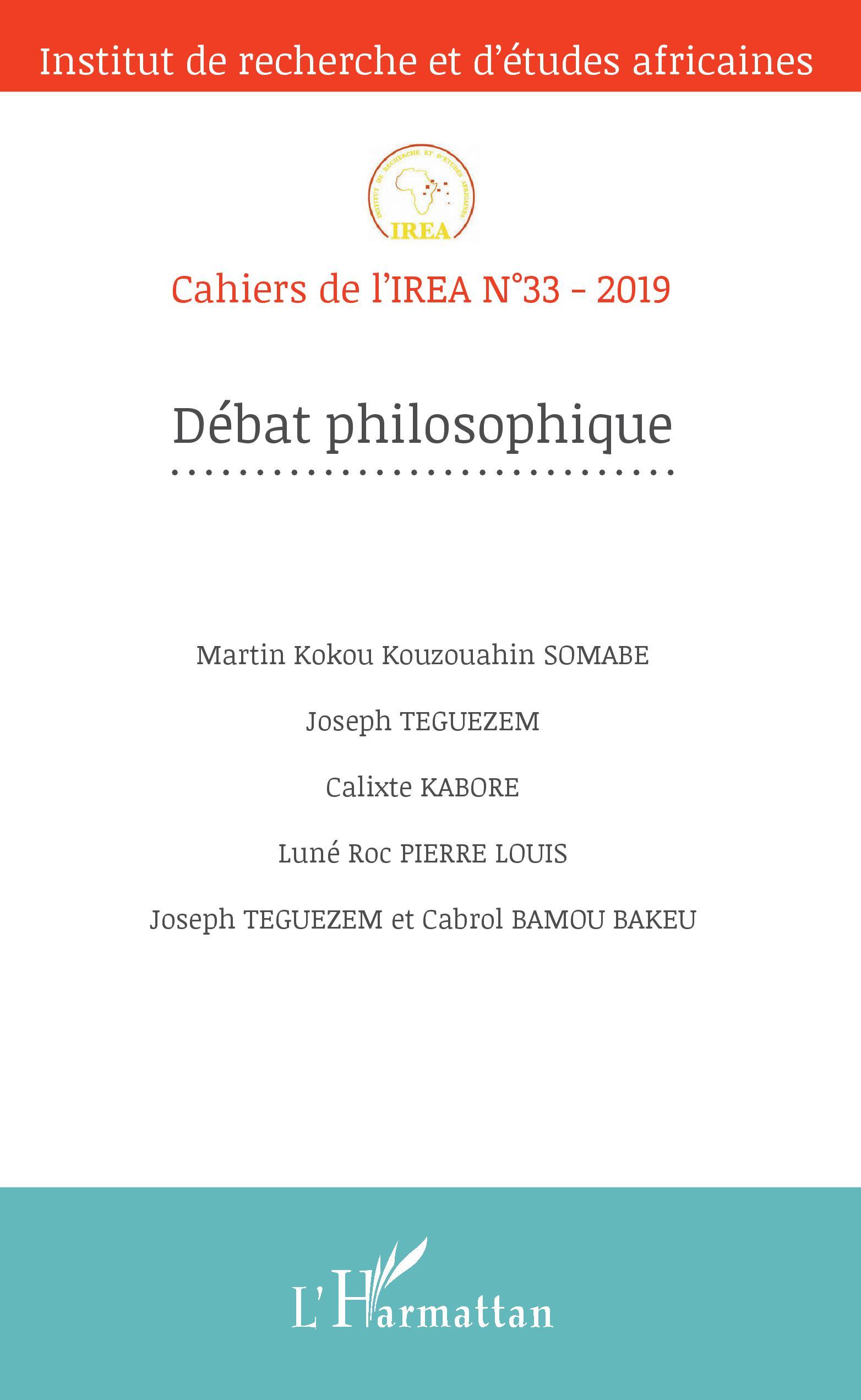 Cahiers de l'IREA, Débat philosophique (9782343186658-front-cover)