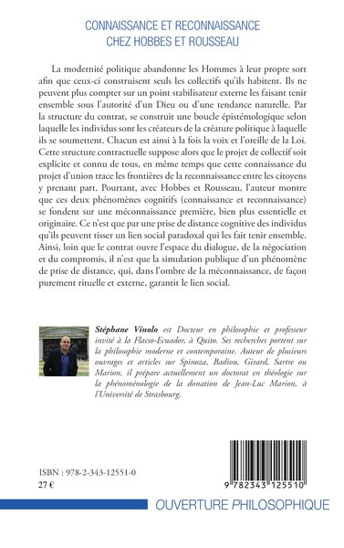 Connaissance et reconnaissance chez Hobbes et Rousseau (9782343125510-back-cover)