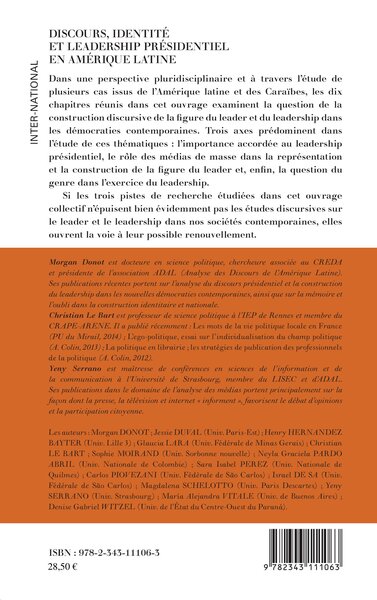 Discours, Identité et Leadership présidentiel en Amérique Latine (9782343111063-back-cover)