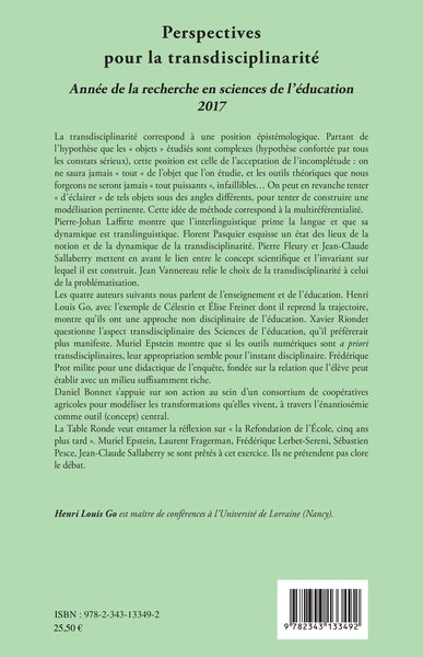 Association Francophone Internationale de Recherche Scientifique en Éducation, Perspectives pour la transdisciplinarité, Année d (9782343133492-back-cover)