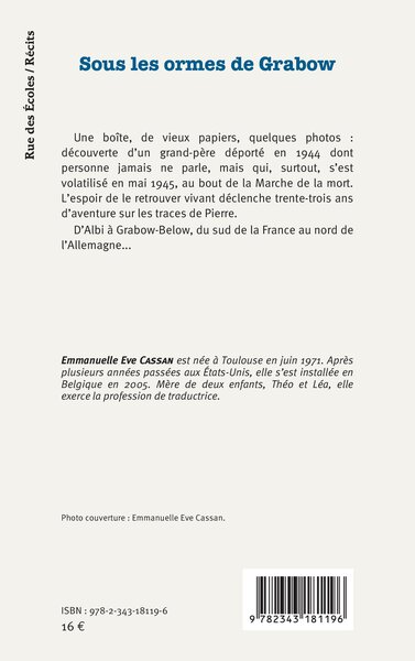 Sous les ormes de Grabow, A la recherche de mon grand-père, déporté en 1944 (9782343181196-back-cover)