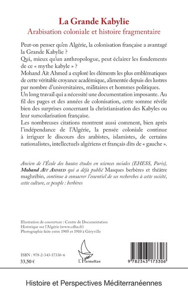 La Grande Kabylie, Arabisation coloniale et histoire fragmentaire (9782343173306-back-cover)