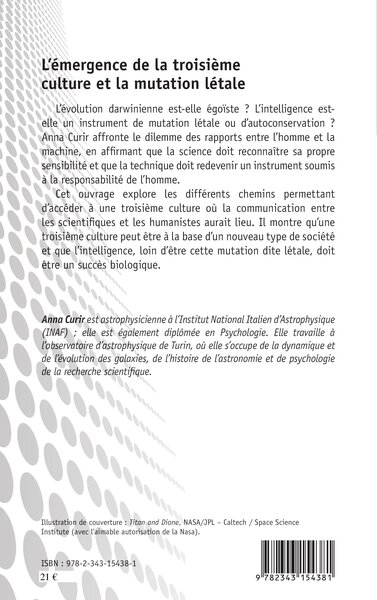 L'émergence de la troisième culture et la mutation létale (9782343154381-back-cover)