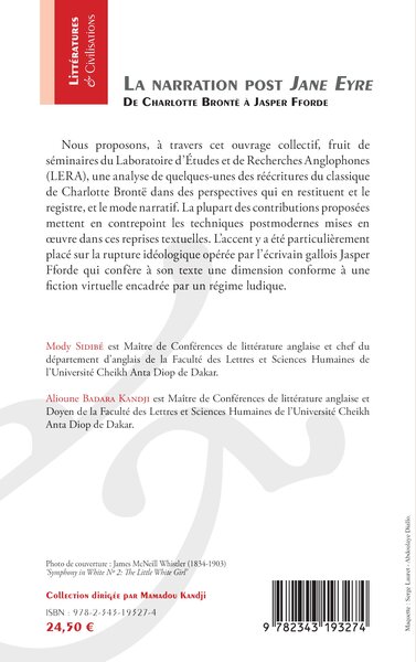La narration post Jane Eyre, De Charlotte Brontë à Jasper Fforde - Essai sur sa genèse et ses transformations posmodernes (9782343193274-back-cover)