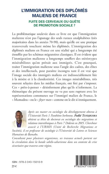 L'immigration des diplômés maliens de France, Fuite des cerveaux ou quête de promotion sociale ? (9782343150109-back-cover)