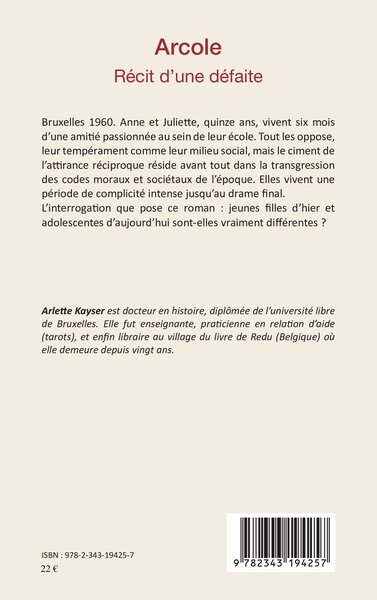 Arcole, Récit d'une défaite - Roman (9782343194257-back-cover)