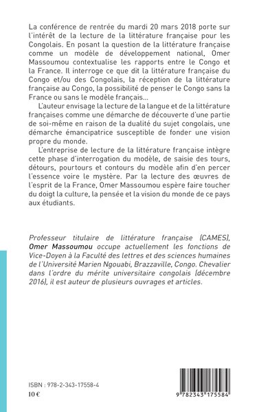 Littérature française, un modèle de développement national pour la République du Congo ? (9782343175584-back-cover)