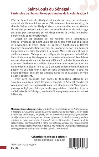 Saint-Louis du Sénégal, Patrimoine de l'humanité ou patrimoine de la colonisation ? (9782343195568-back-cover)