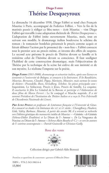 Thérèse Desqueyroux, Comédie en trois actes d'après le roman de François Mauriac (9782343106144-back-cover)