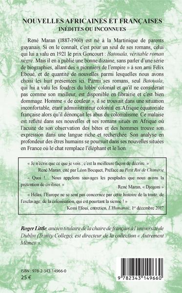 Nouvelles africaines et françaises, inédites ou inconnues (9782343149660-back-cover)
