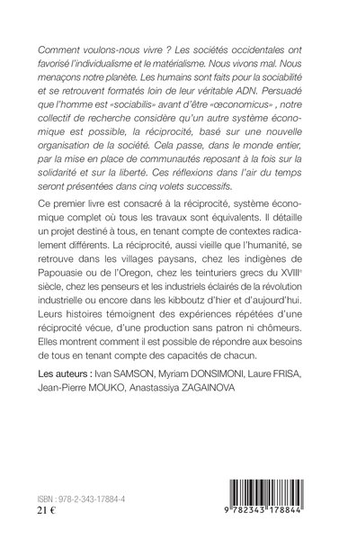 L'homo sociabilis, La réciprocité (9782343178844-back-cover)