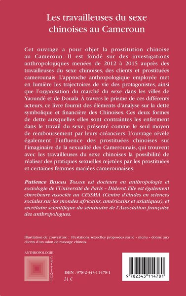 Les travailleuses du sexe chinoises au Cameroun (9782343114781-back-cover)