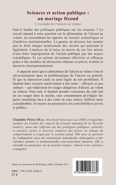 Sciences et action publique : un mariage fécond, L'exemple de l'alcool au volant (9782343123660-back-cover)