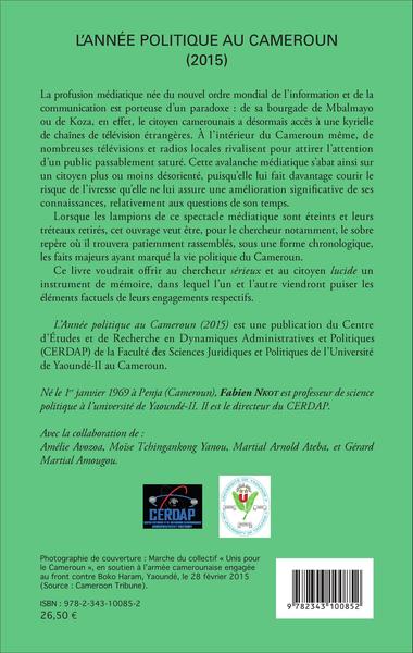 L'année politique au Cameroun (2015) (9782343100852-back-cover)