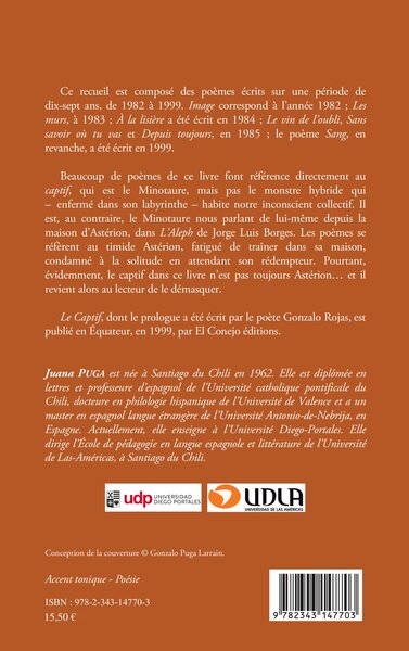 Le Captif / El Cautivo, ouvrage bilingue - traduit de l'espagnol par Yves Debroise, Emilie Grosset et Patricio Garcia (9782343147703-back-cover)