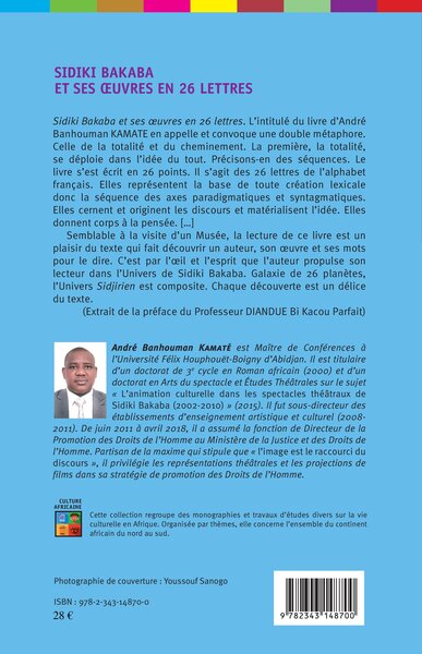 Sidiki Bakaba et ses oeuvres en 26 lettres (9782343148700-back-cover)