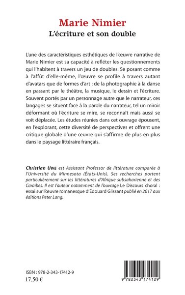Marie Nimier, L'écriture et son double (9782343174129-back-cover)