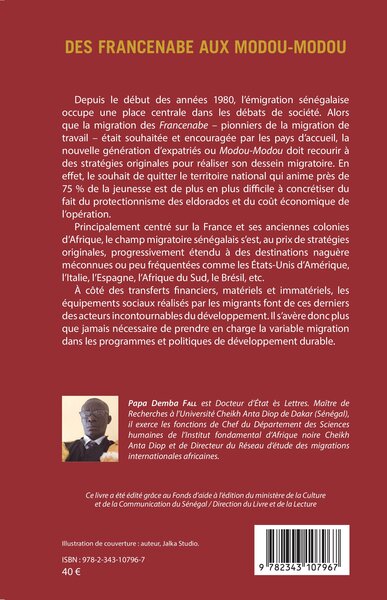 Des Francenabe aux Mdou-Modou, L'émigration sénégalaise contemporaine (9782343107967-back-cover)