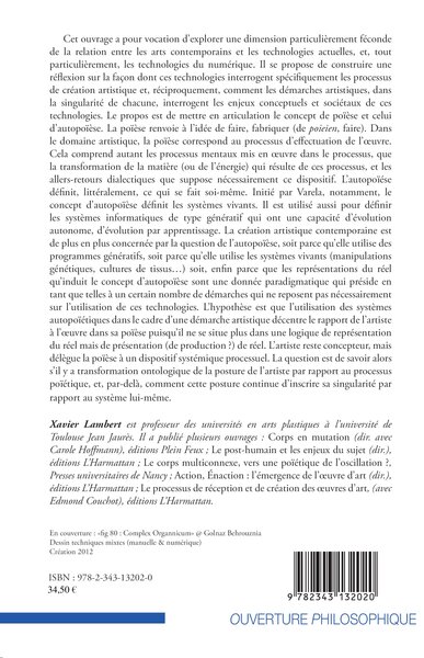 Poïèse / Autopoïèse : arts et systèmes (9782343132020-back-cover)