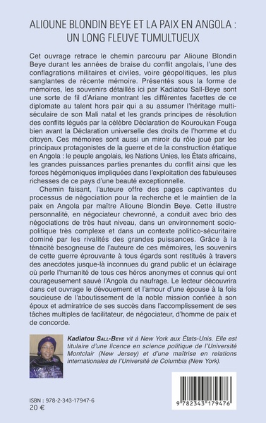 Alioune Blondin Beye et la paix en Angola : un long fleuve tumultueux (9782343179476-back-cover)