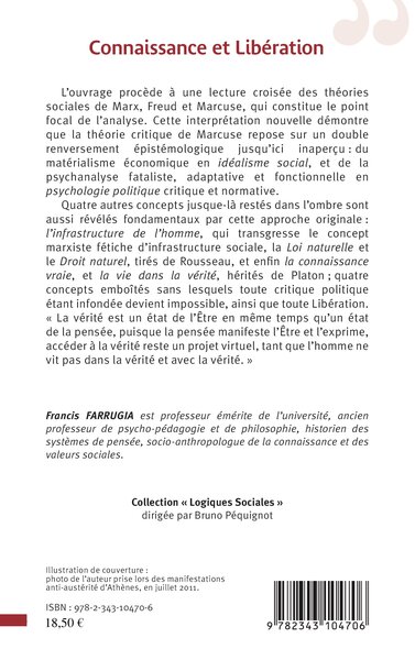 Connaissance et Libération, La socio-anthropologie de Marx, Freud et Marcuse (9782343104706-back-cover)