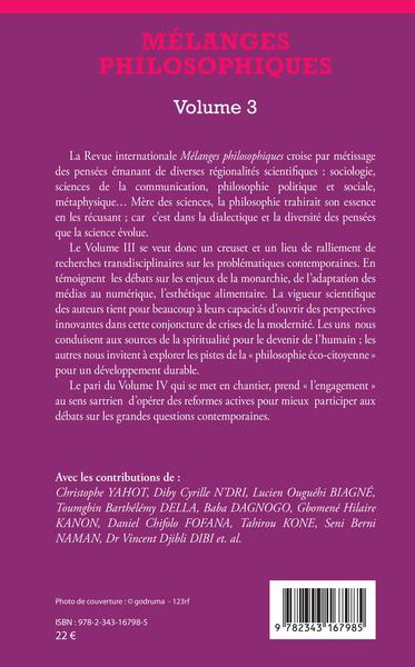 Mélanges philosophiques Volume 3 (9782343167985-back-cover)