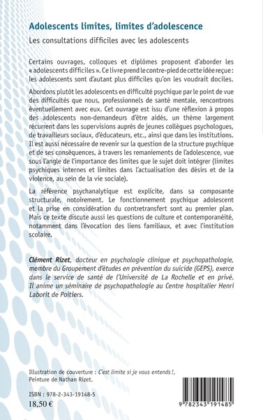 Adolescents limites, limites d'adolescence, Les consultations difficiles avec les adolescents (9782343191485-back-cover)