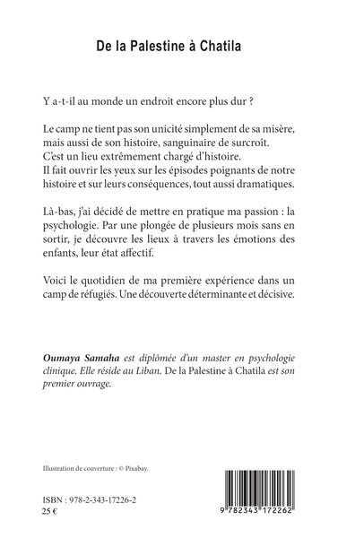 De la Palestine à Chatila, Ma découverte d'un camp de réfugiés (9782343172262-back-cover)