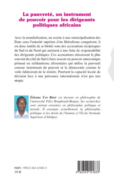 La pauvreté, un instrument de pouvoir pour les dirigeants politiques africains (9782343121833-back-cover)