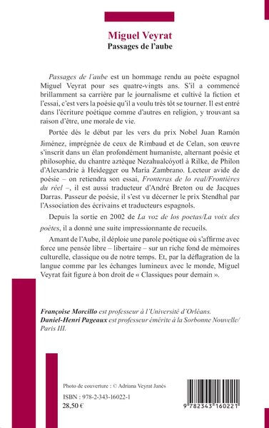Miguel Veyrat, Passages de l'aube (9782343160221-back-cover)