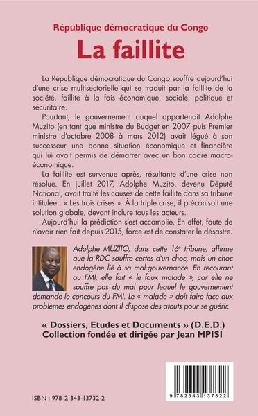 République démocratique du Congo 16e tribune, La faillite (9782343137322-back-cover)