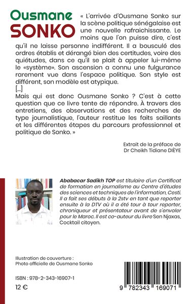 Ousmane Sonko, Trajectoire, parcours et discours de l'espoir (9782343169071-back-cover)