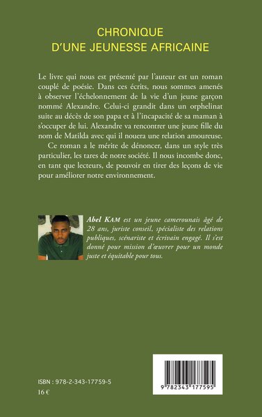 Chronique d'une jeunesse africaine, Roman (9782343177595-back-cover)