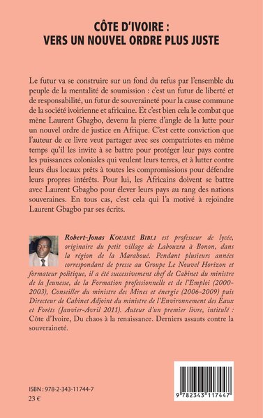 Côte d'Ivoire : vers un nouvel ordre plus juste (9782343117447-back-cover)