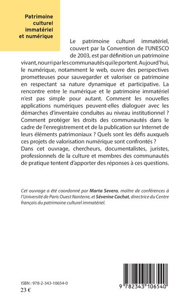 Le patrimoine culturel immatériel et numérique (9782343106540-back-cover)