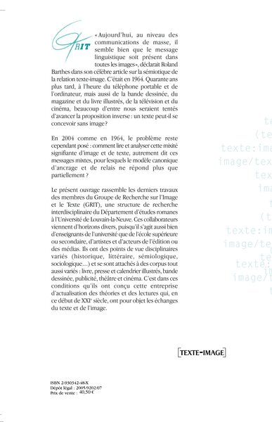 Théories et lectures de la relation image-texte (9782930342481-back-cover)